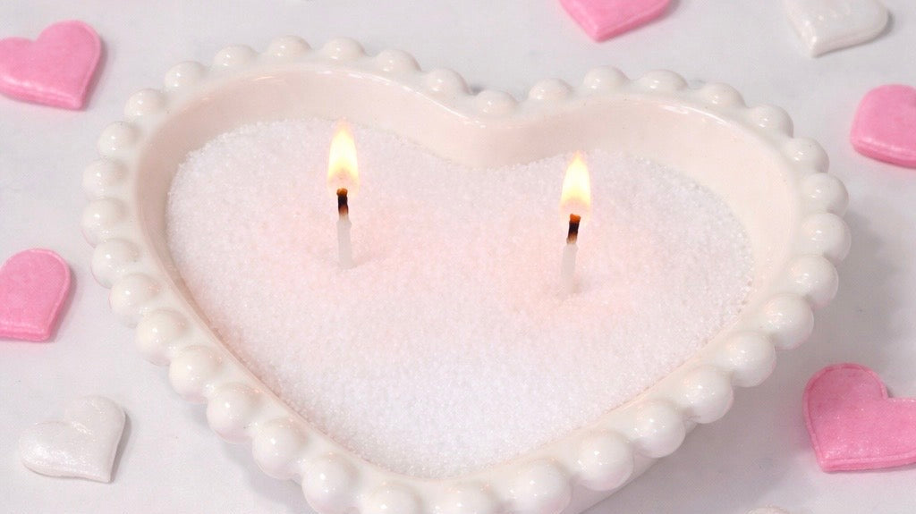 Sand wax candle for valentines day