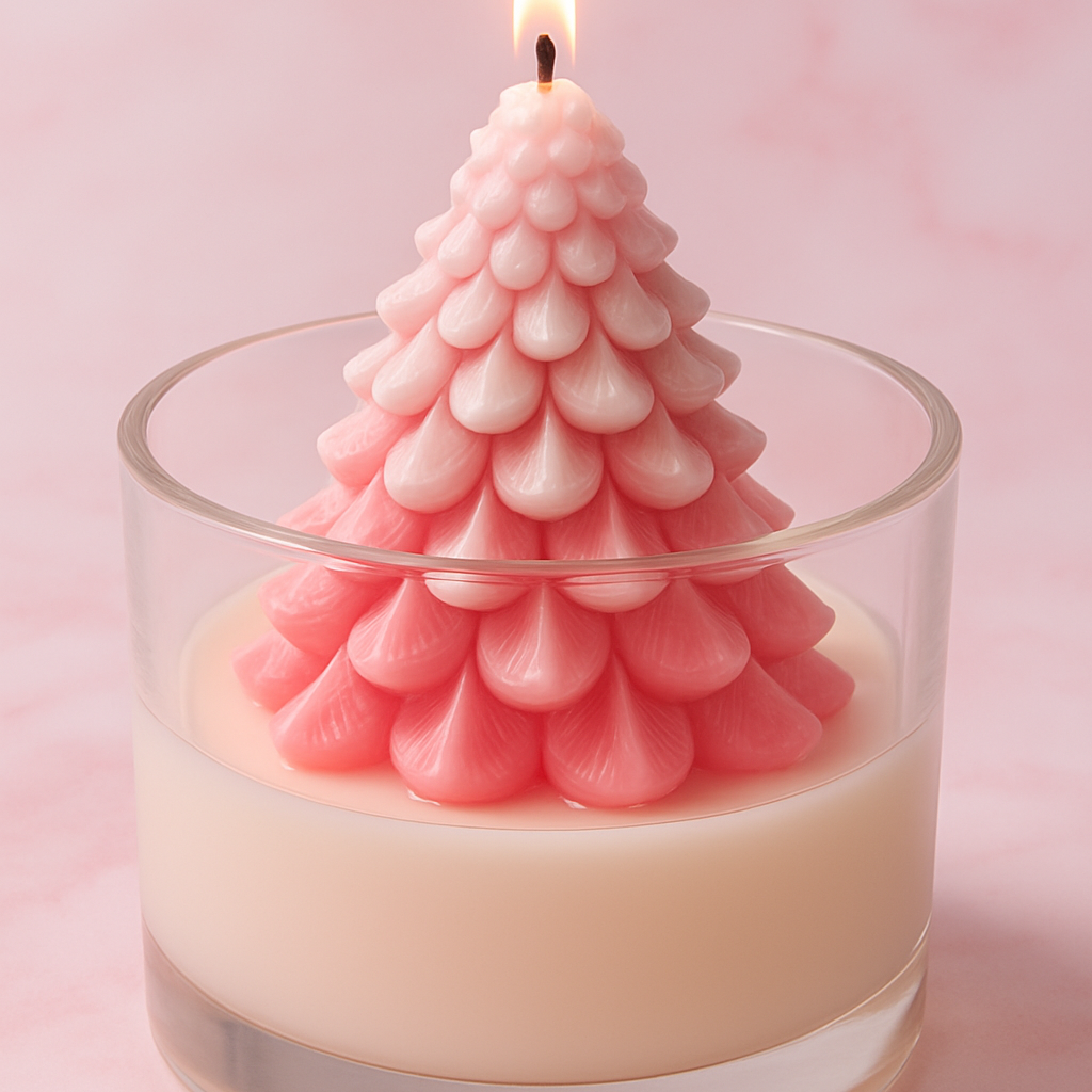 Candle supplies Canada | pink Christmas tree candle in vogue vessel