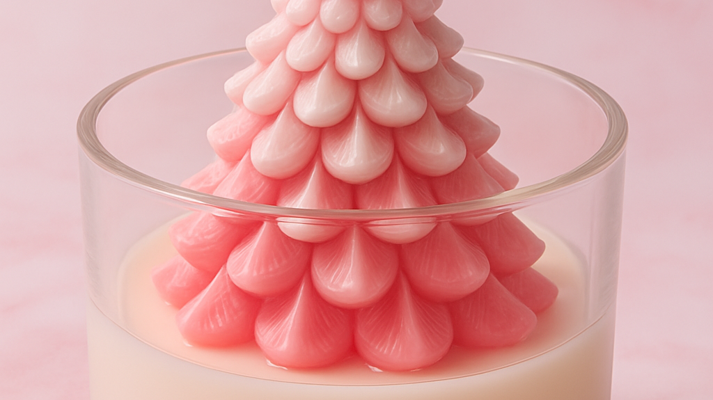 Candle supplies Canada | pink Christmas tree candle in vogue vessel