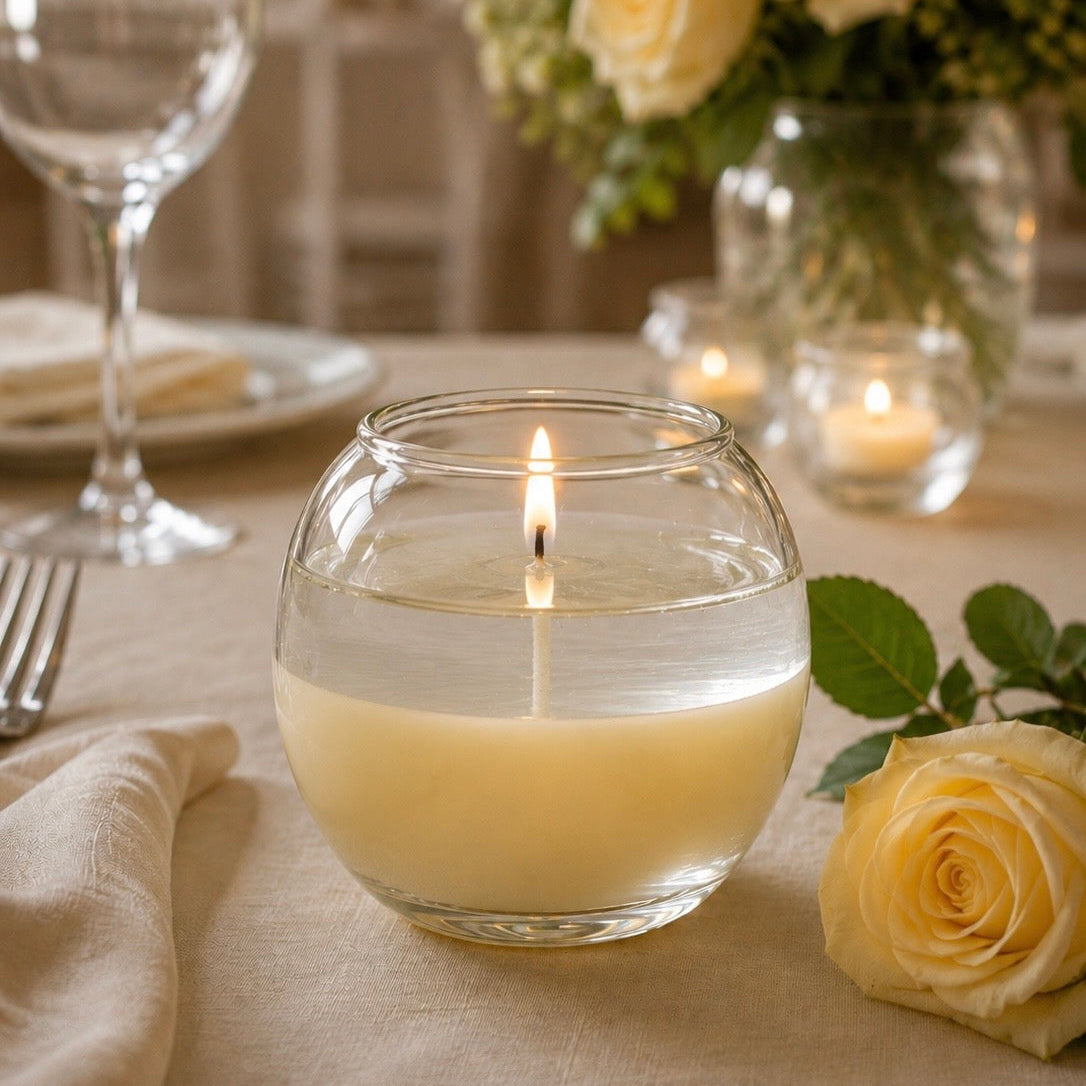 Elegant layered gel wax candle