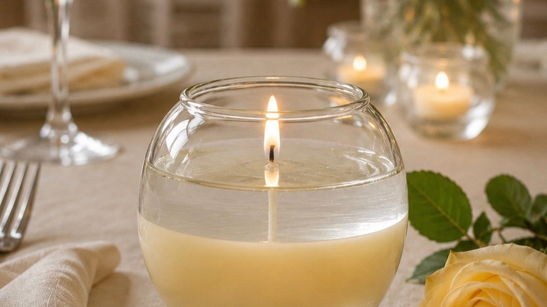 Elegant layered gel wax candle