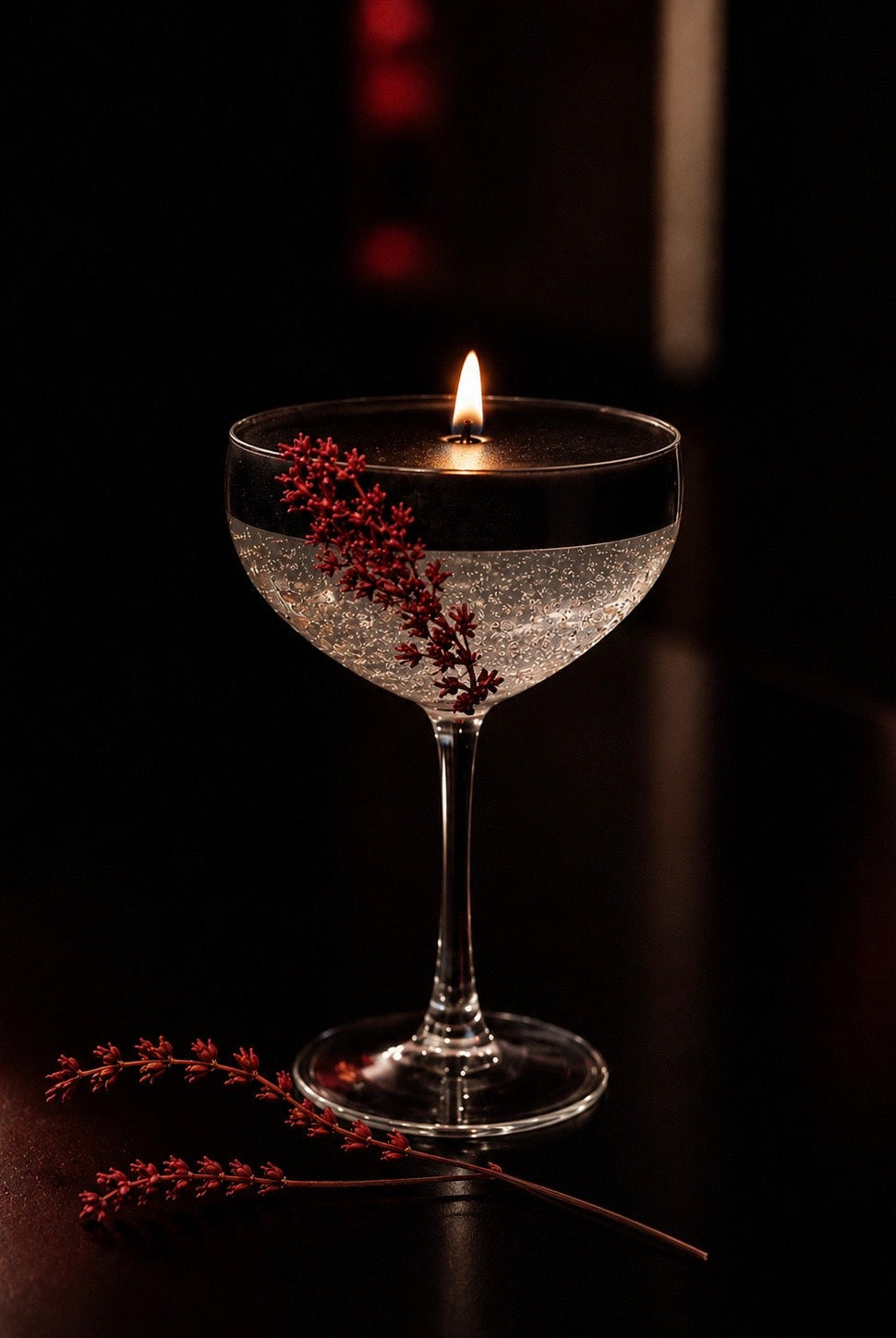 How to Make a Dramatic Black and Clear Gel Wax Candle with Red Floral Accents