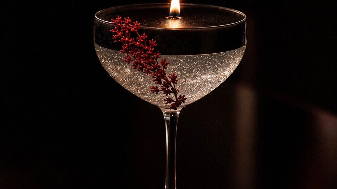 How to Make a Dramatic Black and Clear Gel Wax Candle with Red Floral Accents