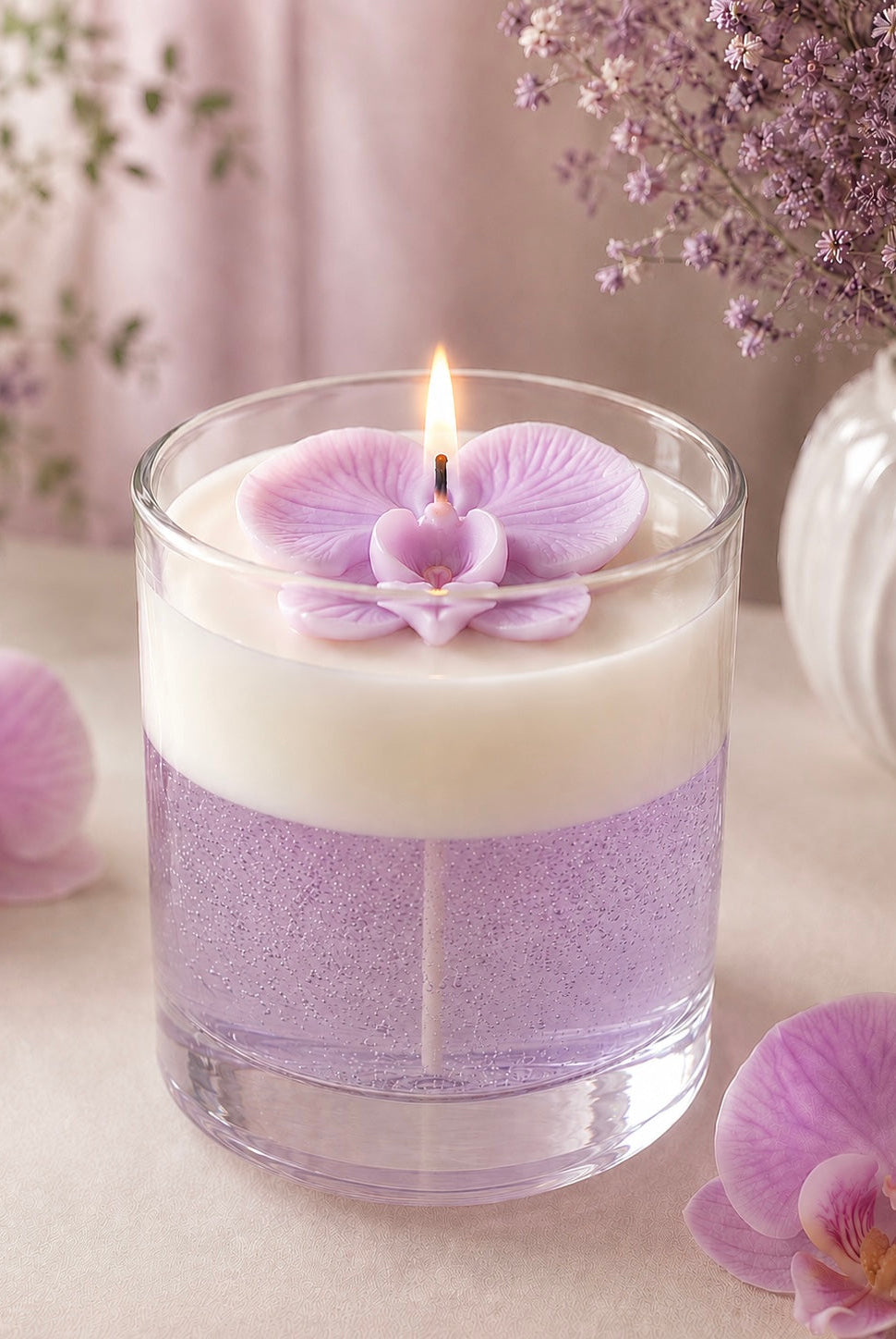 How to Make a Layered Orchid Candle with Gel Wax