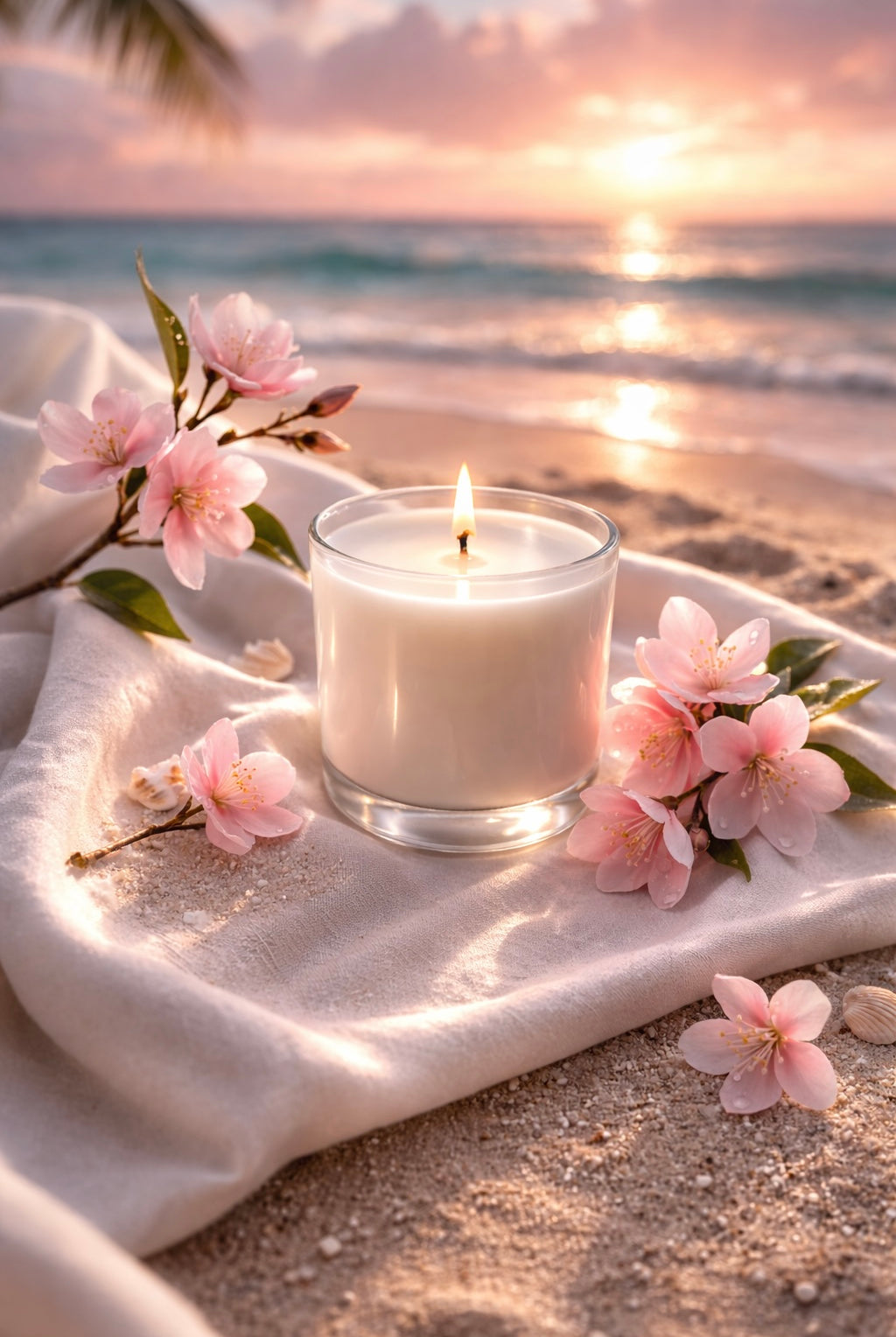 Candle with jasmine on a beach | this candle fragrance smells like the beach