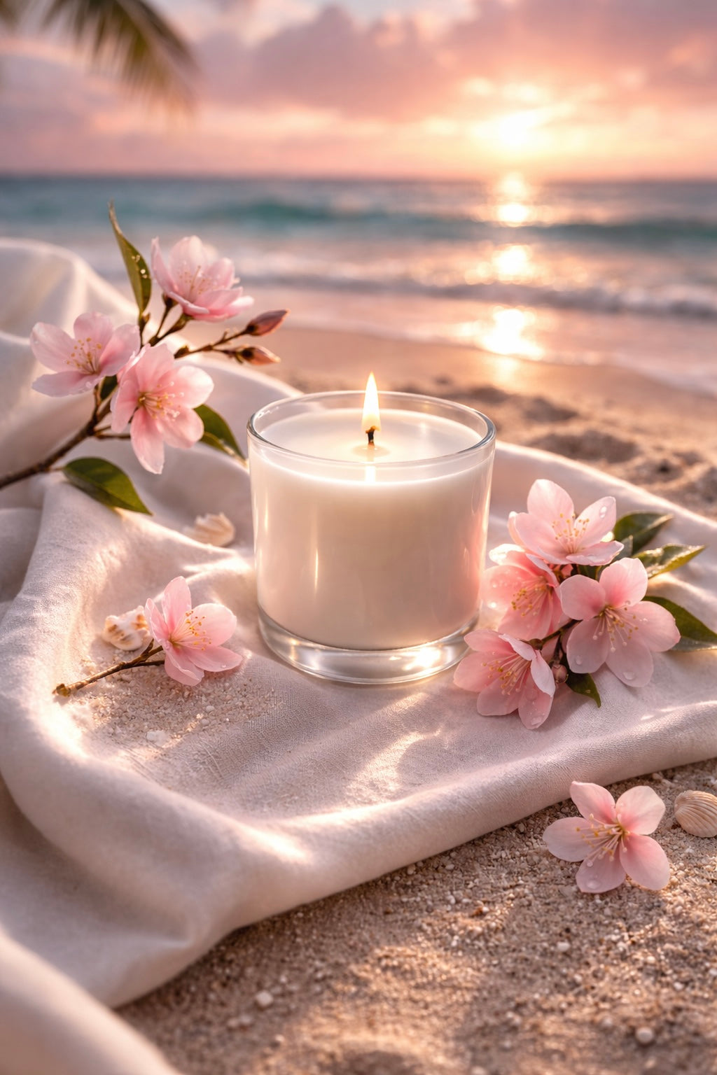 Candle with jasmine on a beach | this candle fragrance smells like the beach