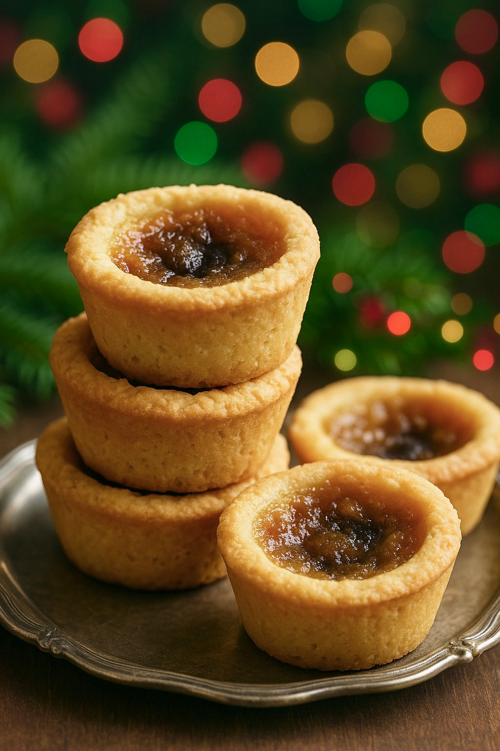 Raisin Butter Tarts Fragrance Oil for candle making | Stack of butter tarts on a plate with a festive background