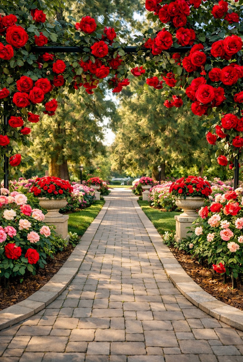 Rose garden fragrance | rose garden frames a path