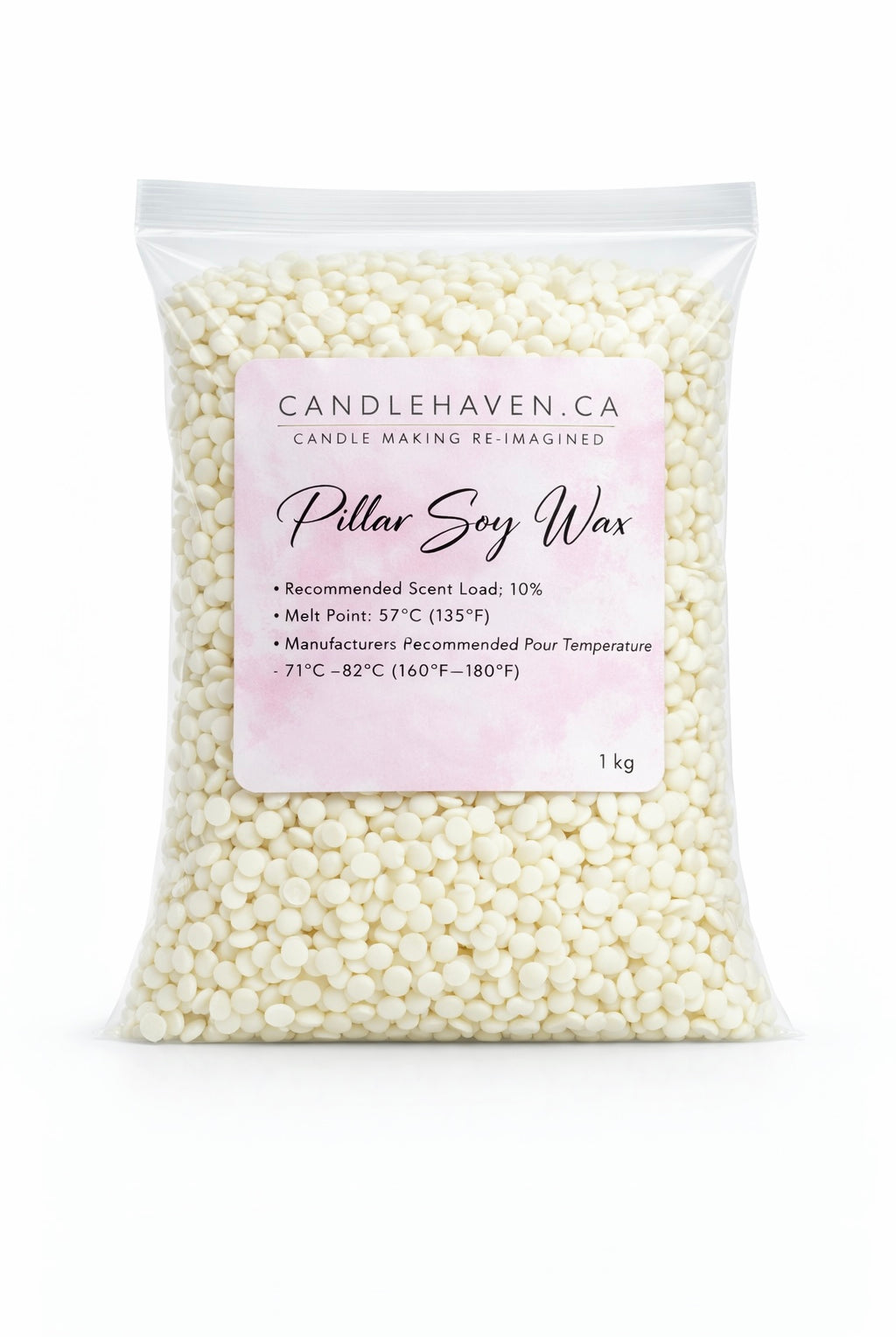 Bag of Candlehaven Pillar Soy Wax on a white background