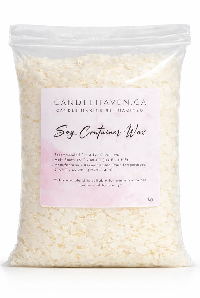 Bag of Candlehaven.ca soy container wax on a white background