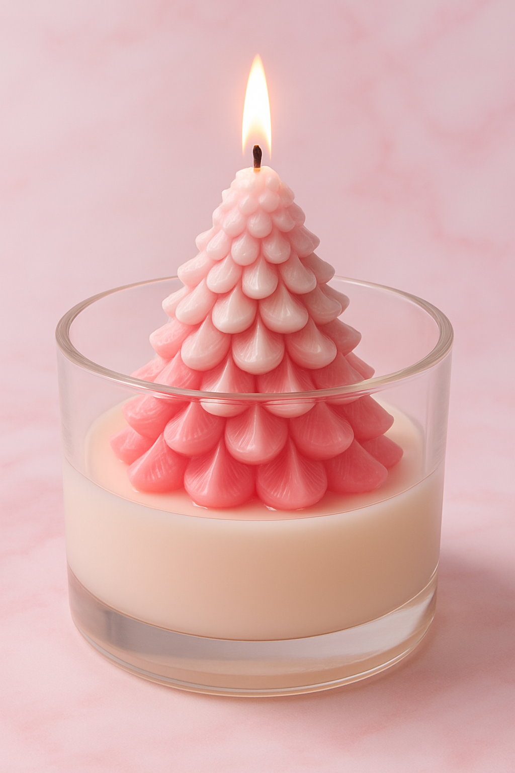 Candle supplies Canada | pink Christmas tree candle in vogue vessel