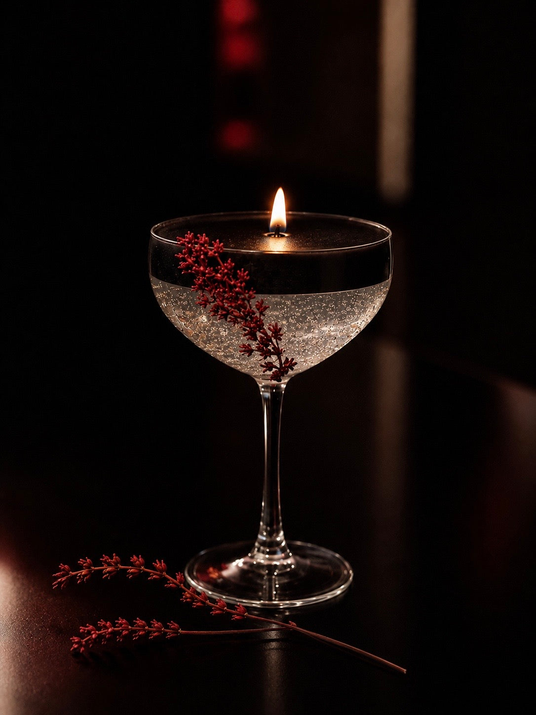 How to Make a Dramatic Black and Clear Gel Wax Candle with Red Floral Accents
