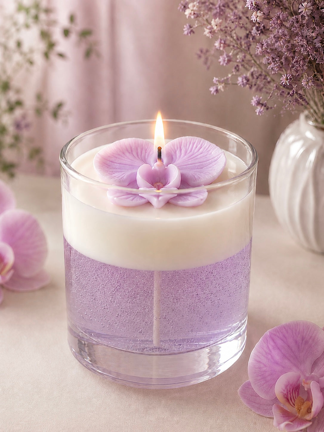 How to Make a Layered Orchid Candle with Gel Wax