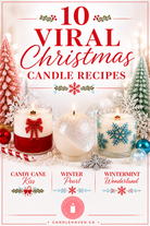 Cover of '10 Viral Christmas Candle Recipes' with decorated candles and festive text.
