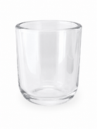 Clear glass Aura vessel for candle making on a white background