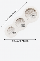 Set of three silicone mold shapes with measurements on a white background