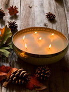 hammered metal bowl used as a candle vessel in candle making in Canada