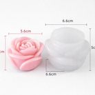 Rose silicone Mold and rose candle  showing dimensions for candle and soap making 