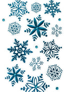Teal snowflake stickers for candle making on a white background 