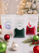 Wax dye chips in red, white and green to dye candles the Traditional Christmas colours 