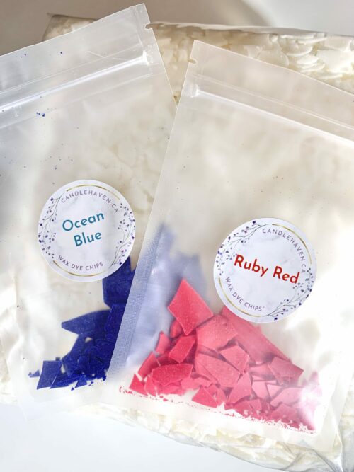 Wax dye chips from Deluxe Candle 