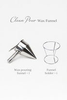Wax pouring funnel and funnel holder on a white background