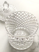 geo cut candle vessel Toronto | Franci clear vessel for candle making, sold with lid