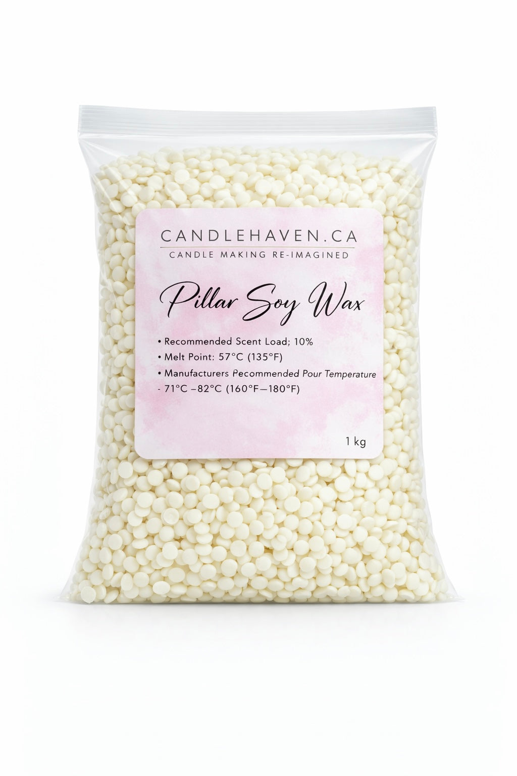 Bag of Candlehaven Pillar Soy Wax on a white background