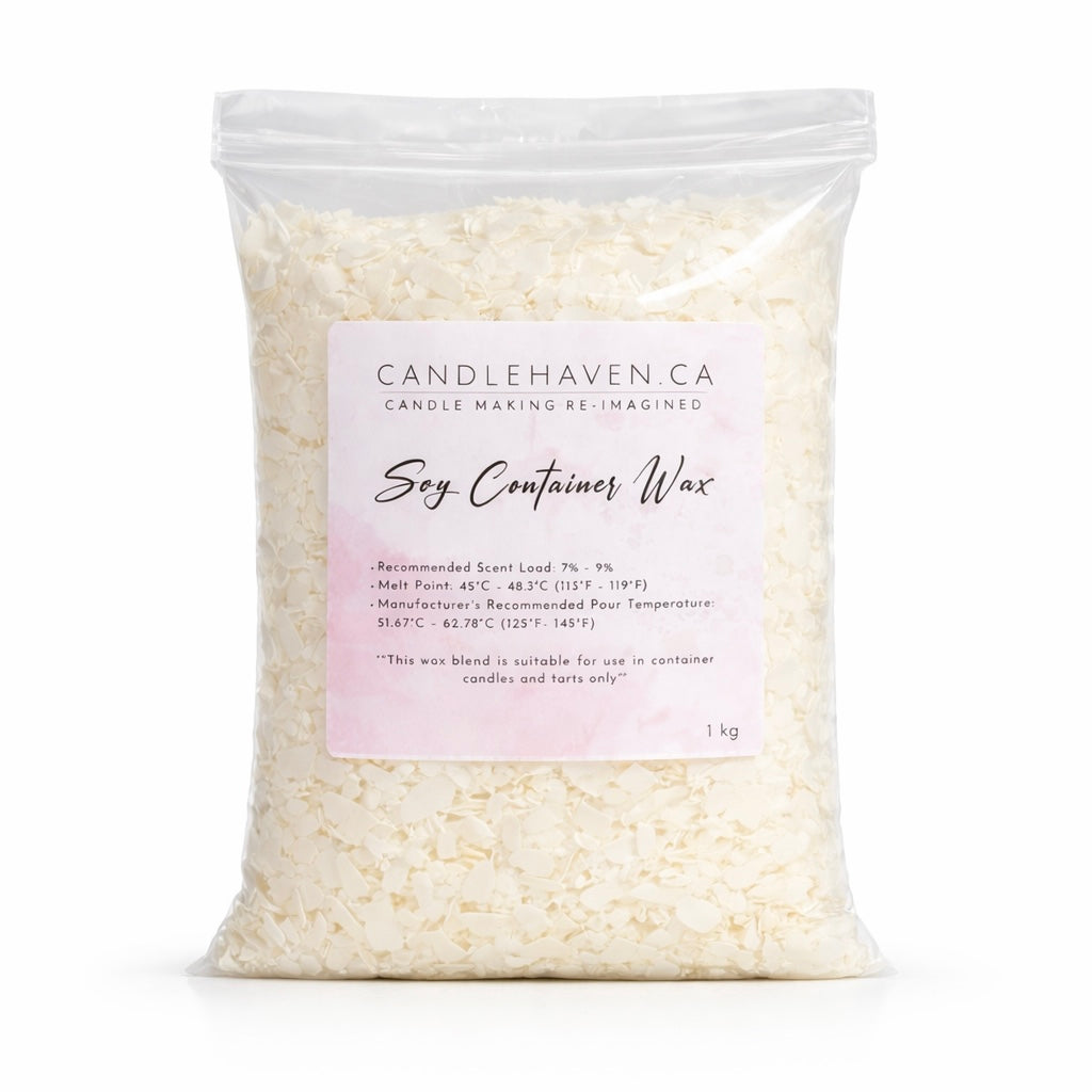 Bag of Candlehaven.ca soy container wax on a white background